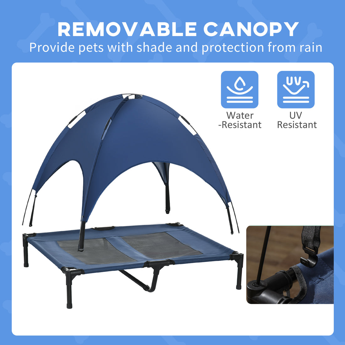 36" Elevated Dog Cot Bed with UV Protection Canopy Shade