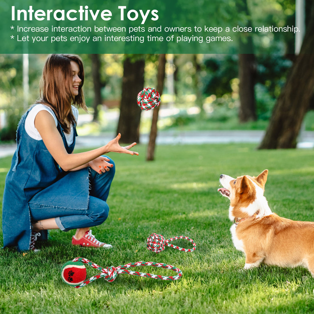 5-Piece Christmas Dog Rope Chew Toy Set Interactive Training & Teething