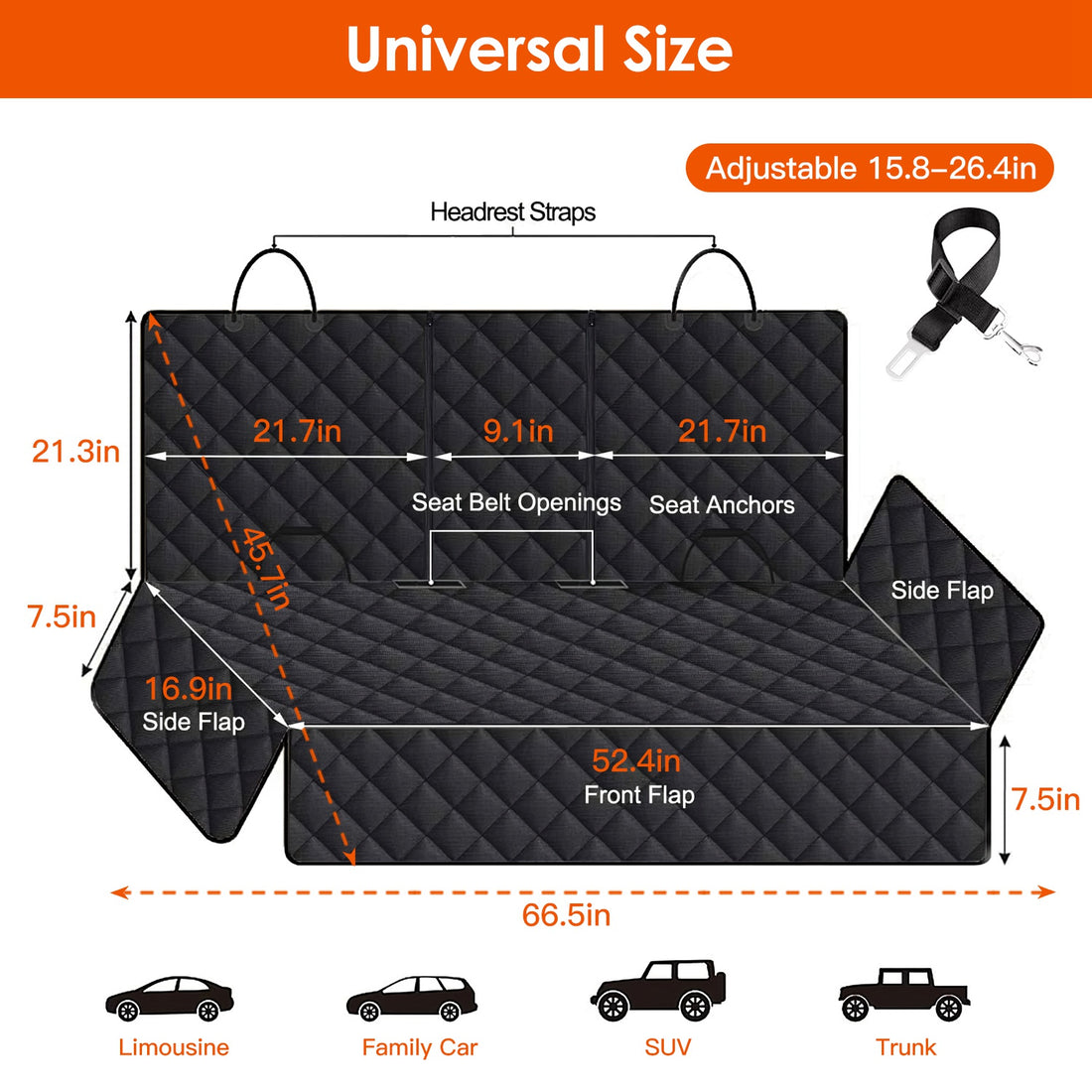 Waterproof Dog Car Seat Cover with Seat Belt for SUV/Truck