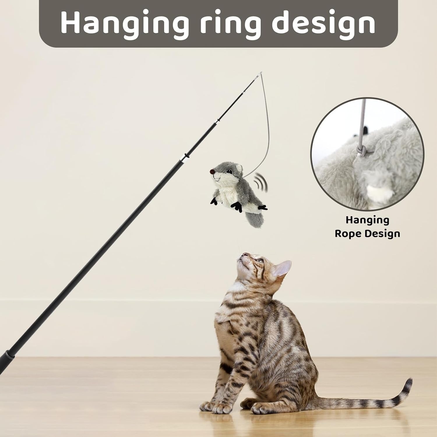 Prokel Interactive Catnip Toy Flapping Squirrel for All Cats