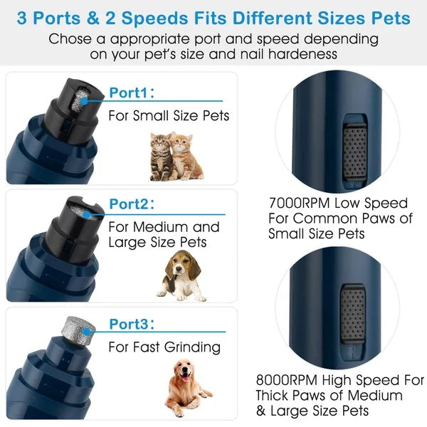 Dog Nail Grinder Quiet 2-Speed USB Rechargeable Pet Trimmer