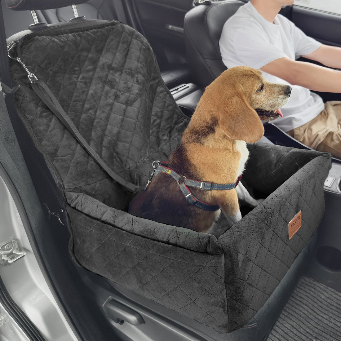Black Dog Booster Car Seat for Small to Medium Dogs