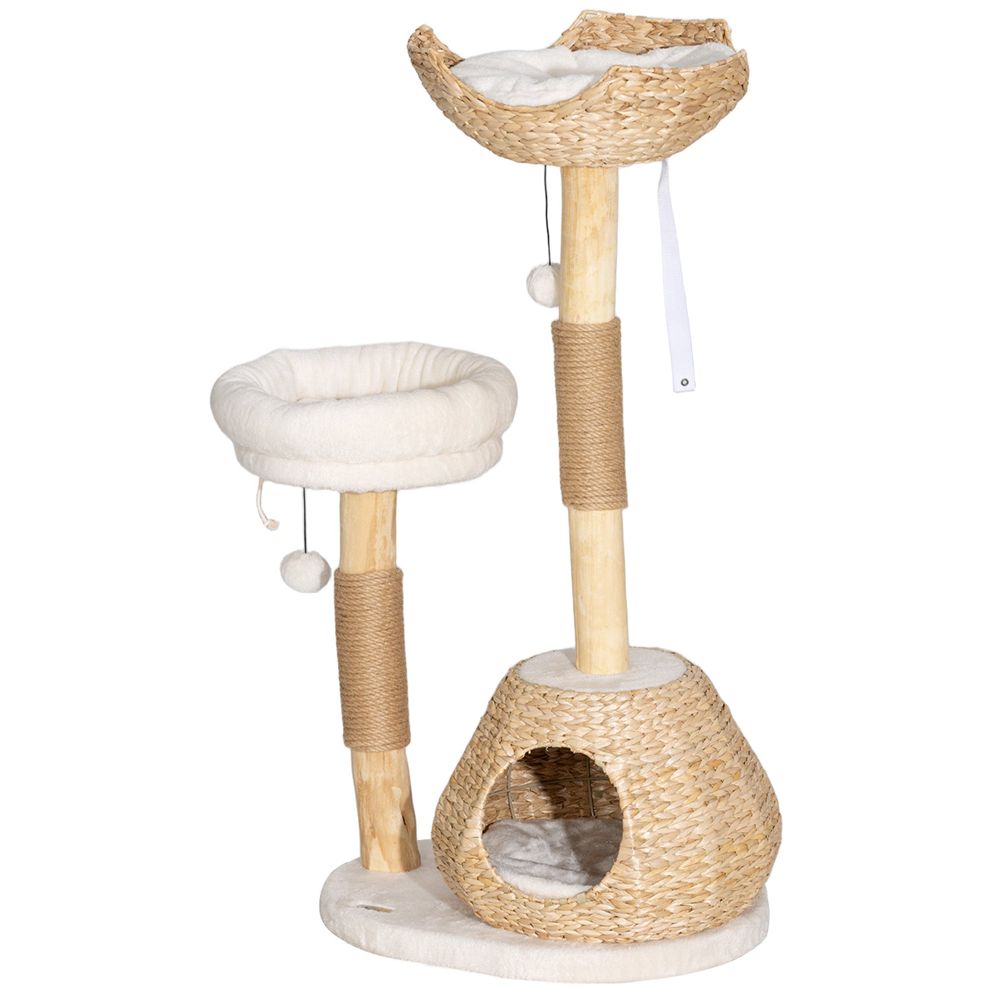 41" Indoor Cat Tree Wooden Scratching Posts, Condo, Beds & Toys