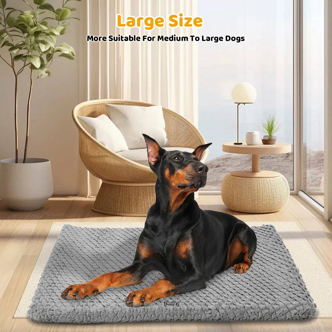 Premium Plush Dog Bed Removable Washable Cover, All-Season Anti-Slip Pet Mat
