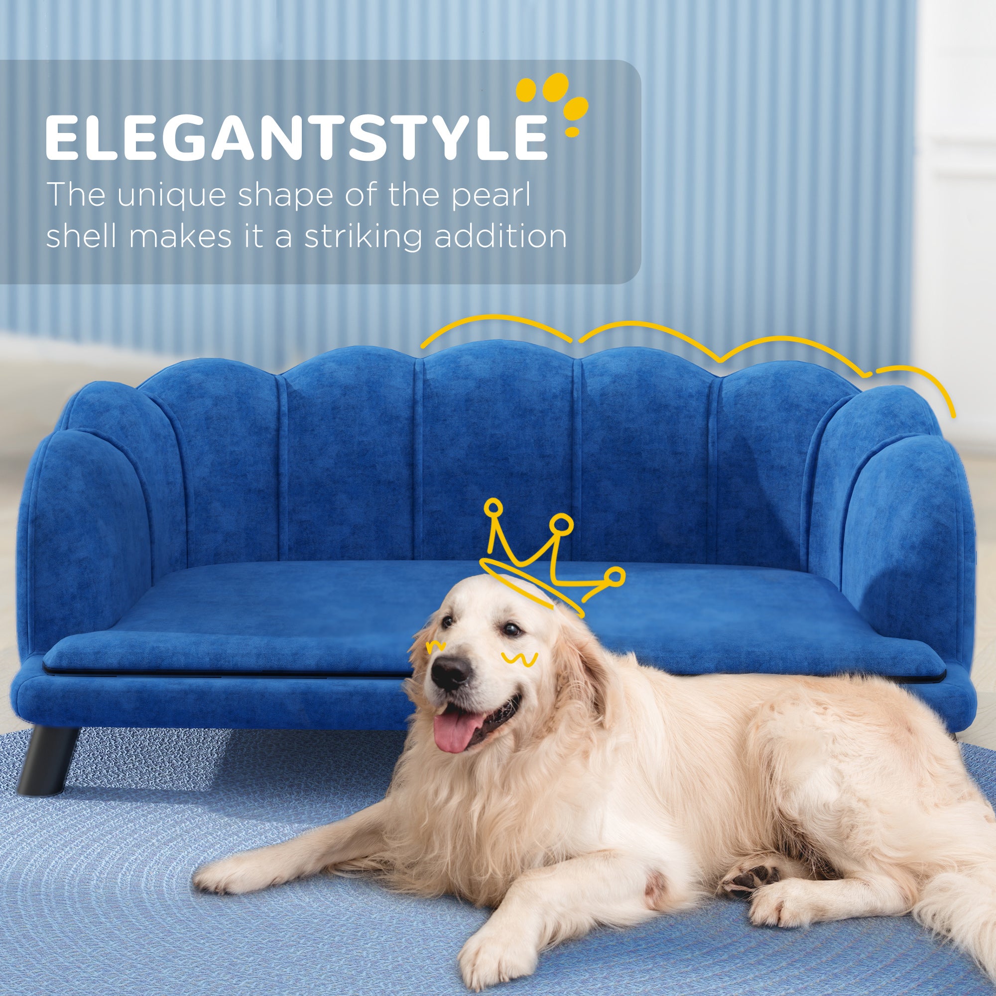 Pearl Design Pet Sofa Bed Cushion Sofa with Solid Wood Legs
