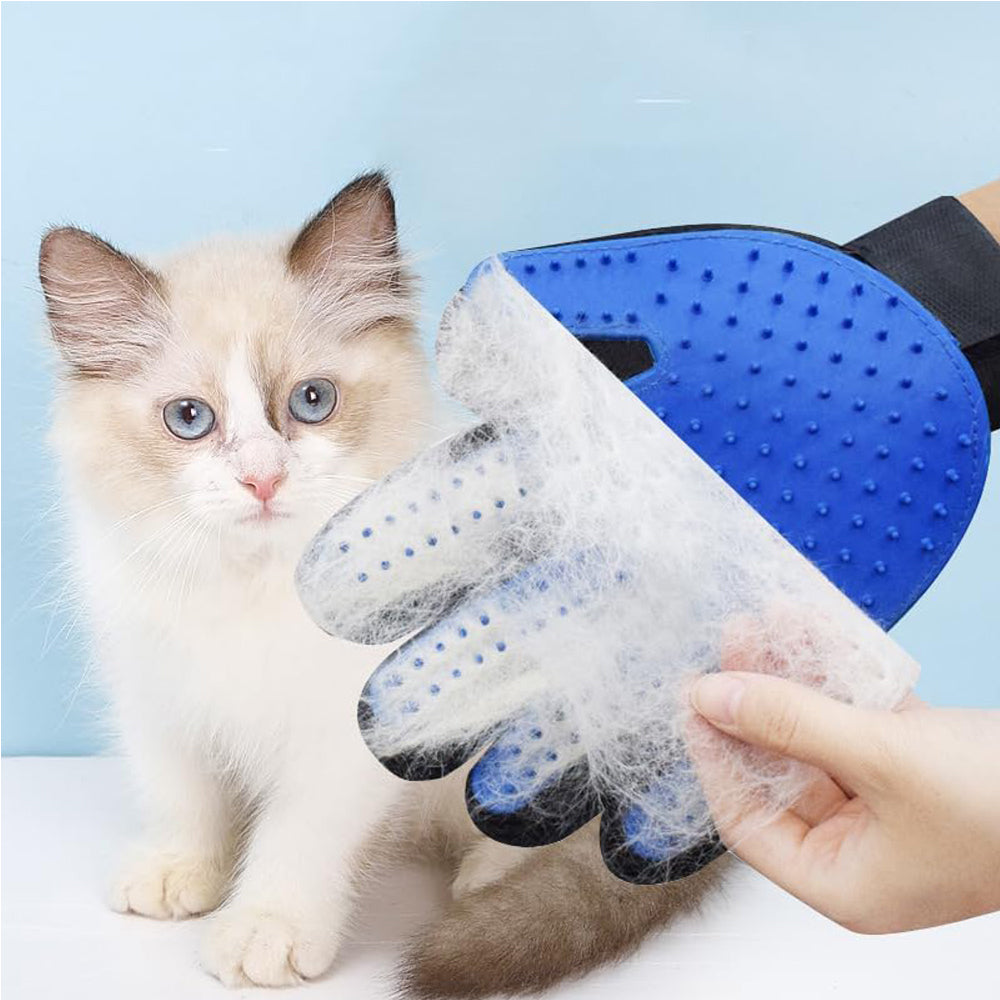 Pet Grooming Gloves De-Shedding Brush for Cats, Dogs, Rabbits & Horses