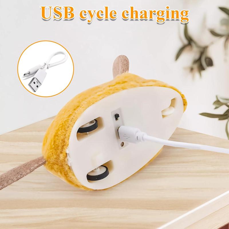 Interactive LED Cat Mouse Toy USB Rechargeable with Feather Tail