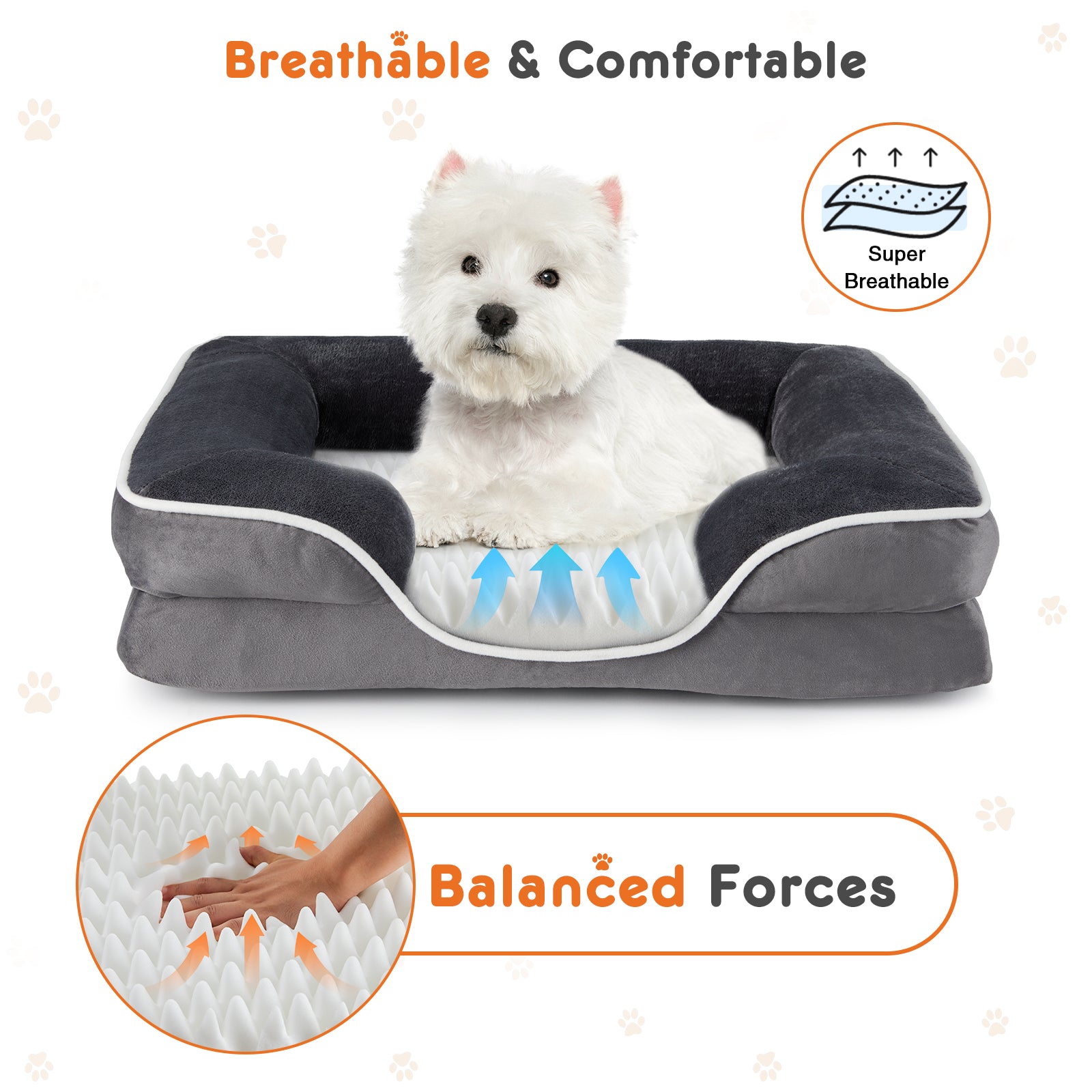 Memory Foam Pet Bed Washable Cover, Non-Slip Base for Small Dogs & Cats