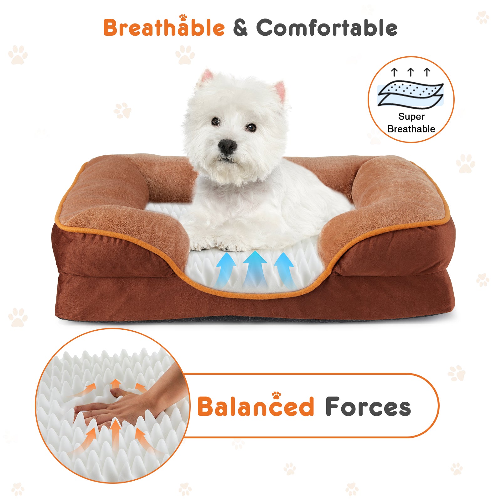 Memory Foam Pet Bed Washable Cover, Non-Slip Base for Small Dogs & Cats