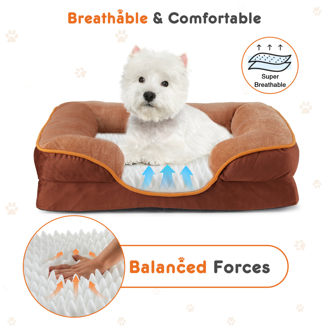Memory Foam Pet Bed Washable Cover, Non-Slip Base for Small Dogs & Cats