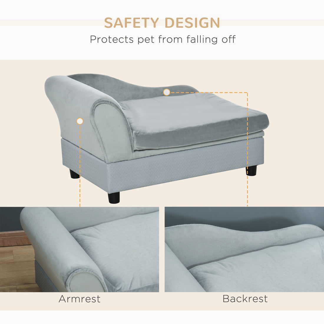 Luxury Dog Sofa Bed with Hidden Storage Modern Pet Couch for Small Dogs