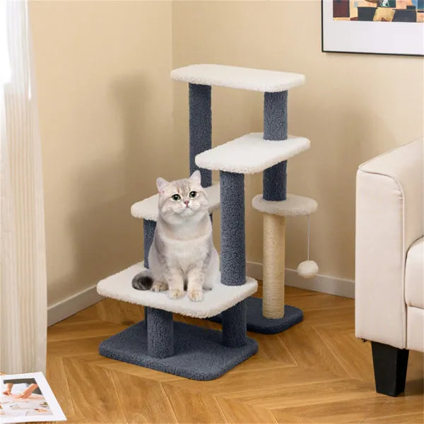2-in-1 Cat Stairs & Tree with Sisal Scratching 4 Levels