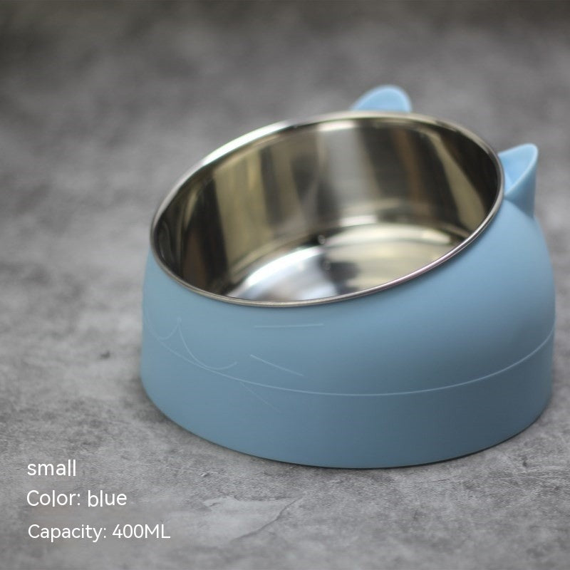 Stainless Steel Double Dog Bowl with Tilted Design for Pets