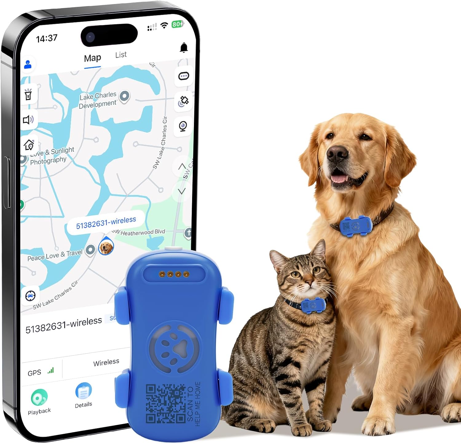 Dog GPS Tracker Real-Time Anti-Lost Tracker with Geofence & Alerts
