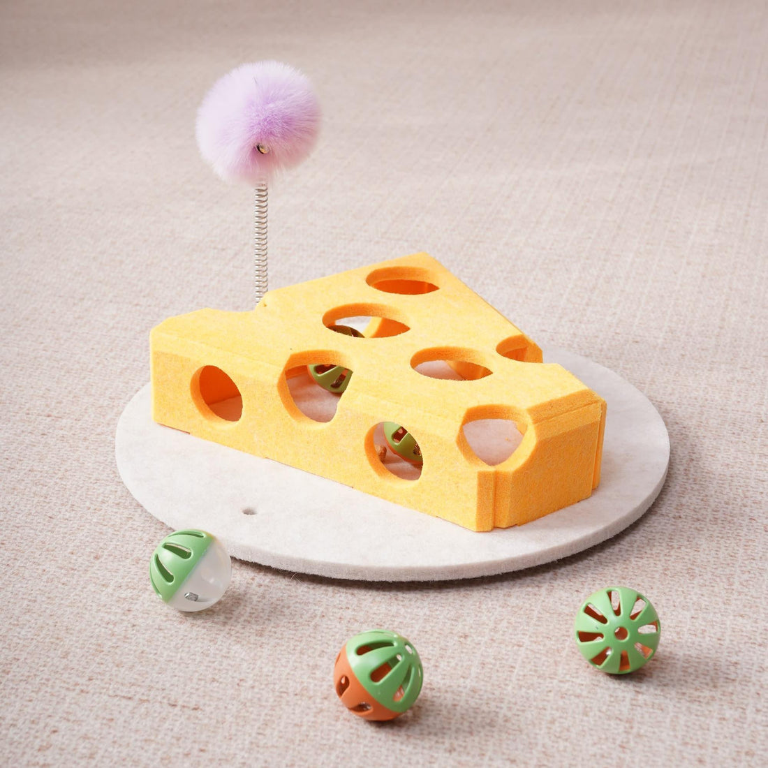 Cat Puzzle Toy with Ball, Wand & Suction Base Interactive