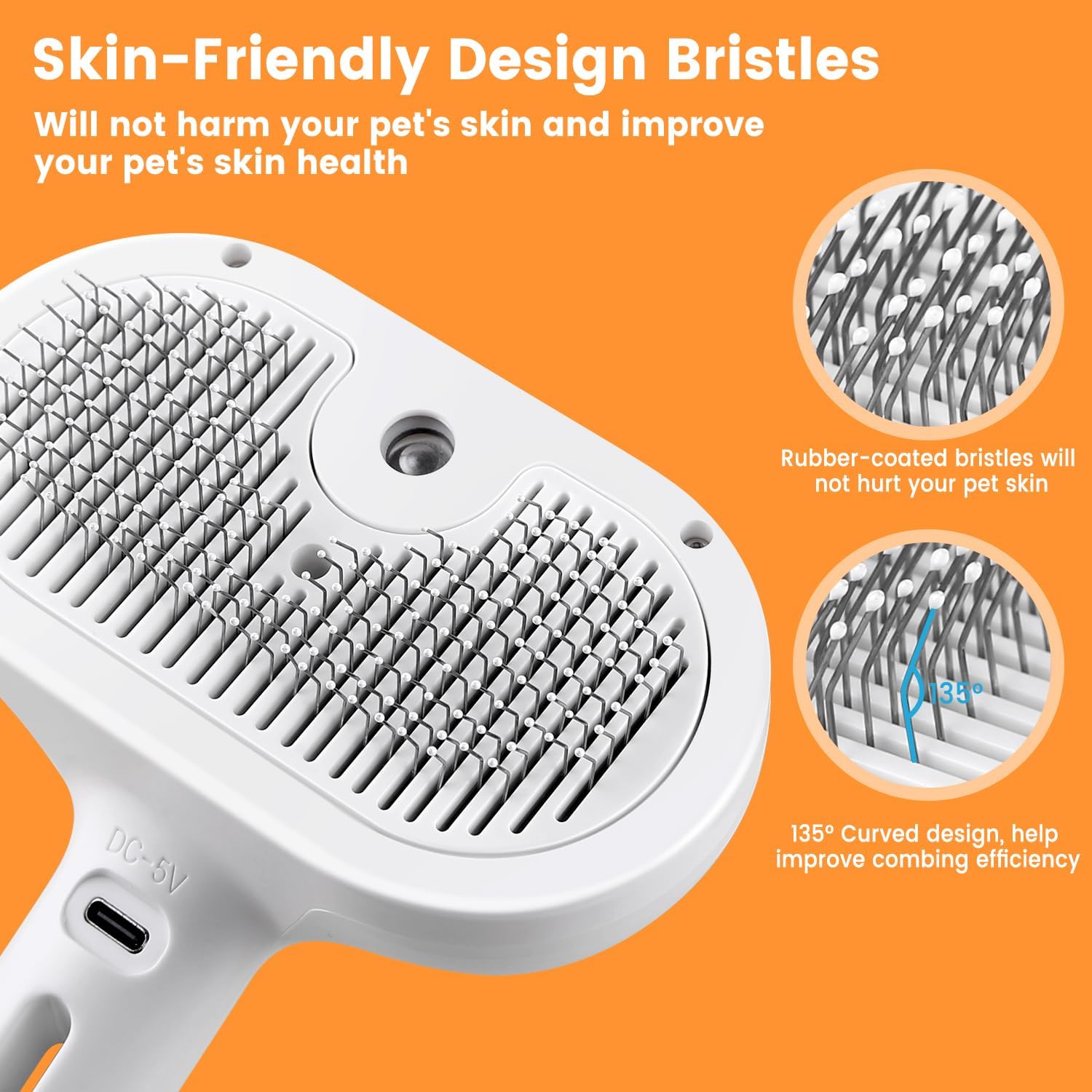 3-in-1 Pet Steam Brush Hair Removal & Grooming for Cats and Dogs