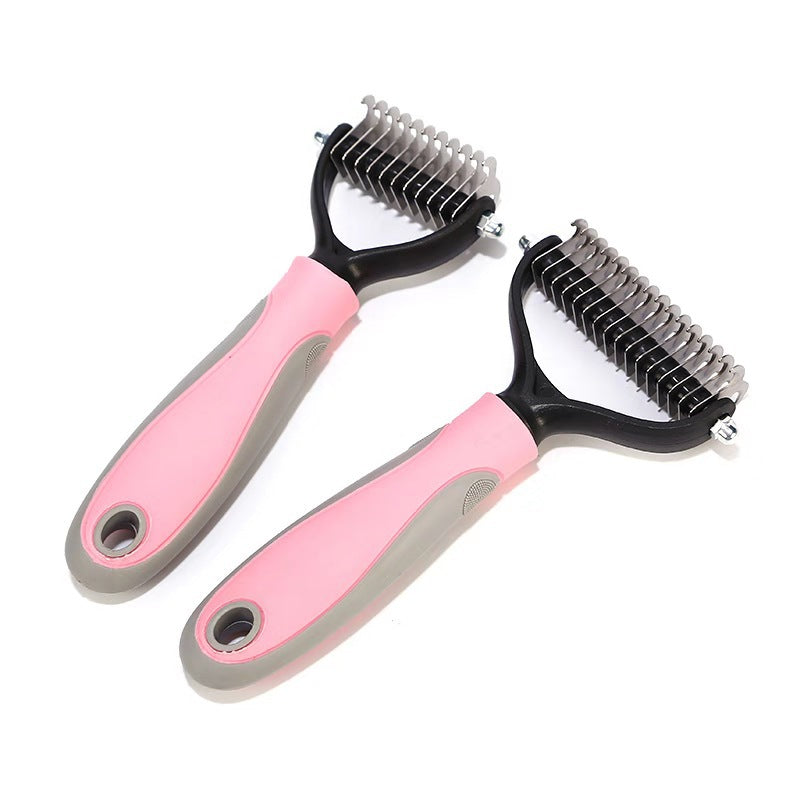 Double-Sided Stainless Steel Pet Brush Grooming & Dematting Tool