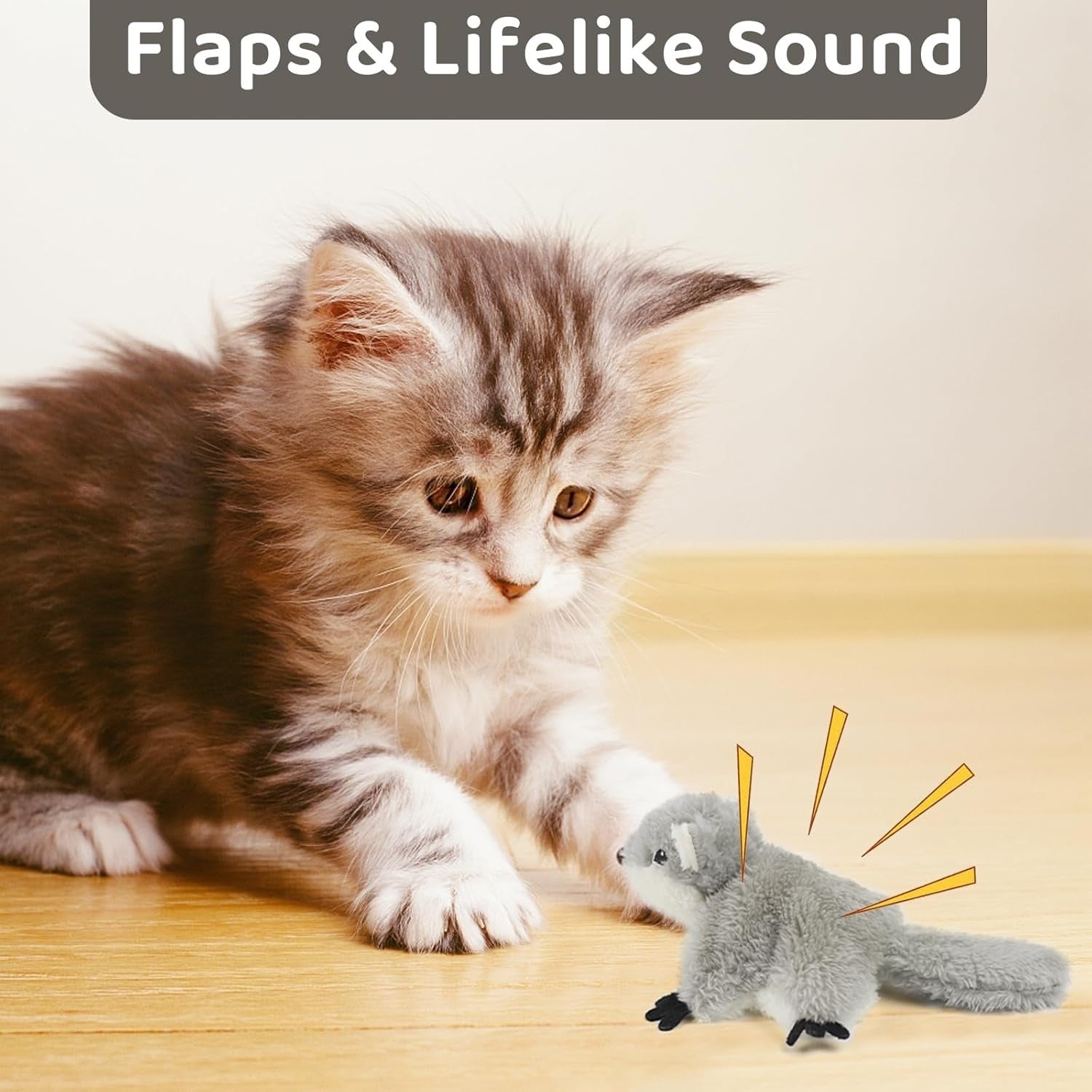 Prokel Interactive Catnip Toy Flapping Squirrel for All Cats