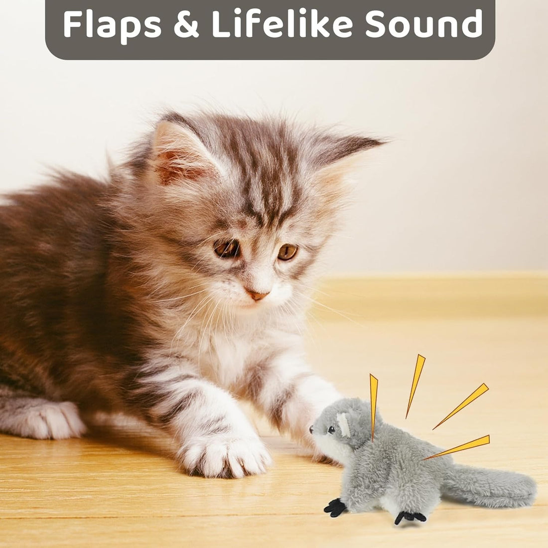 Prokel Interactive Catnip Toy Flapping Squirrel for All Cats