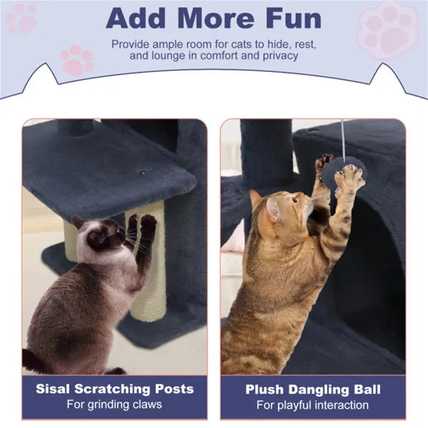 Dark Gray 33.5" Multi-Level Cat Tree with Condo & Scratching Posts