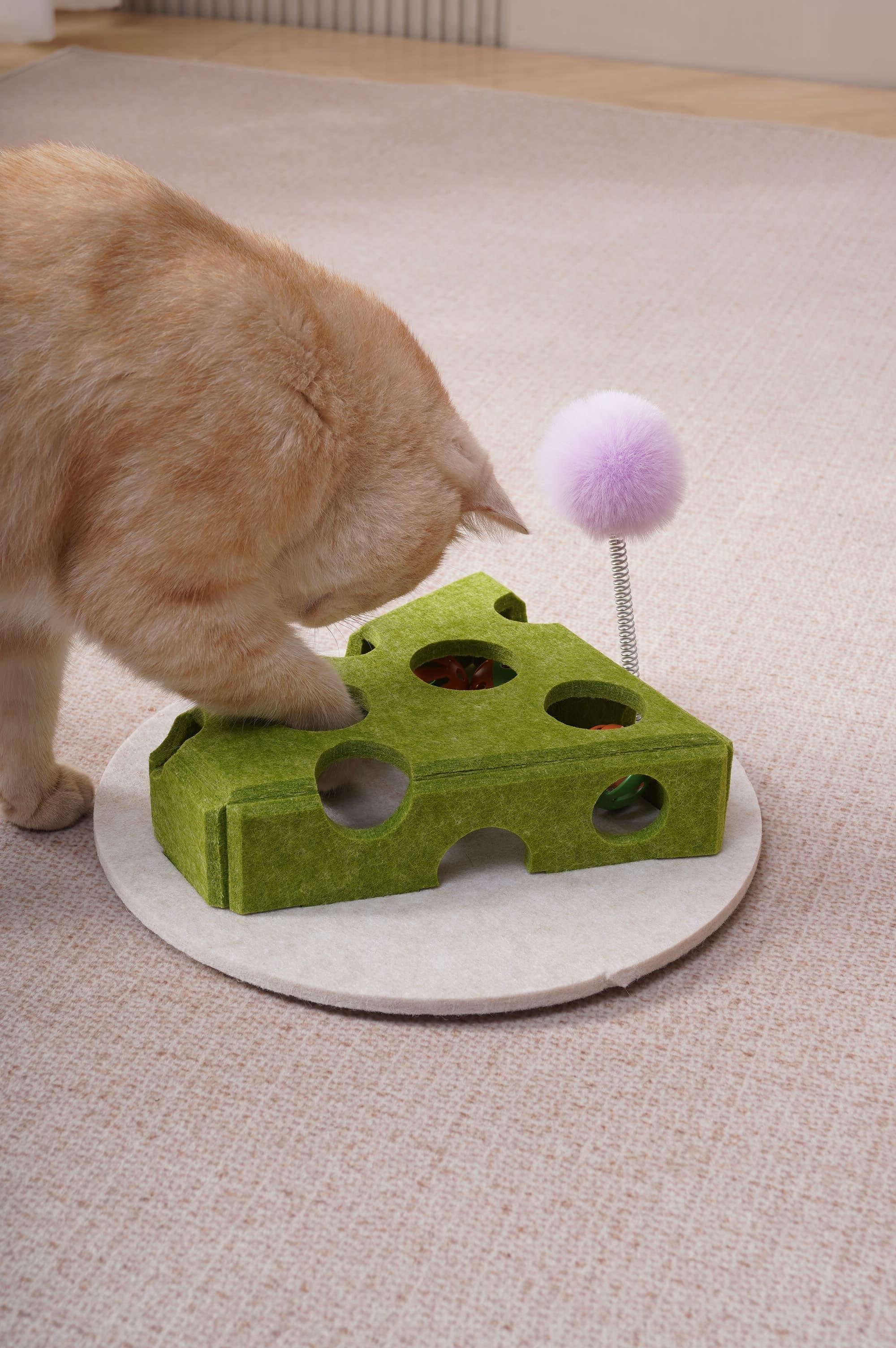 Cat Puzzle Toy with Ball, Wand & Suction Base Interactive