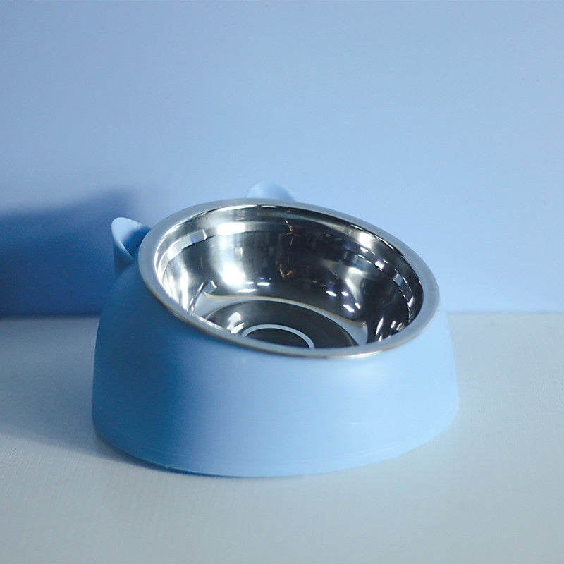 Stainless Steel Double Dog Bowl with Tilted Design for Pets