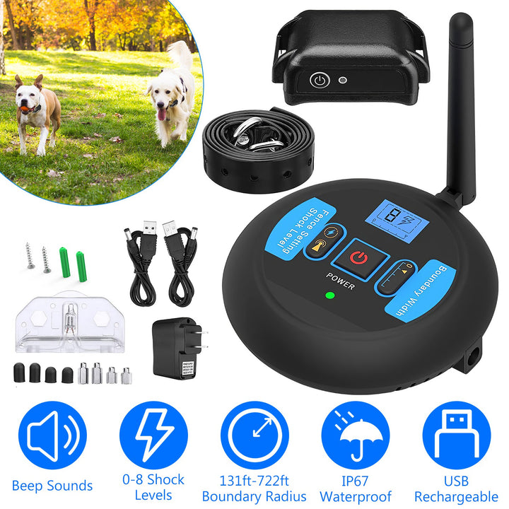 Wireless Electric Dog Fence Set Shock Collar Training System for All Dogs