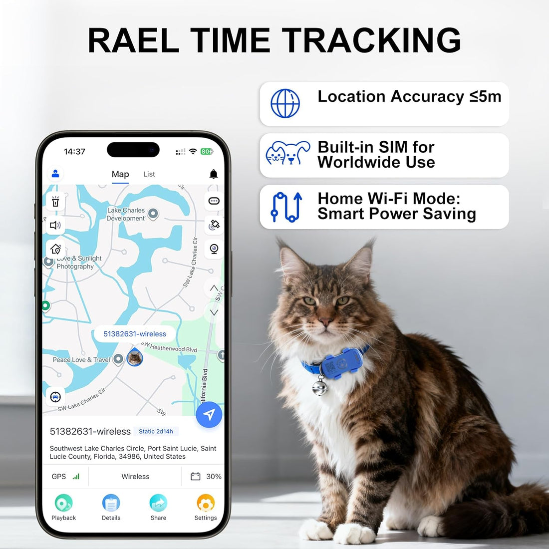 Dog GPS Tracker Real-Time Anti-Lost Tracker with Geofence & Alerts