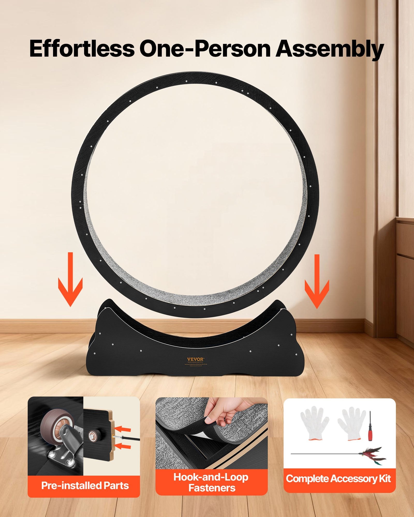 48" Wooden Cat Exercise Wheel Indoor Treadmill for Cats up to 28 lbs