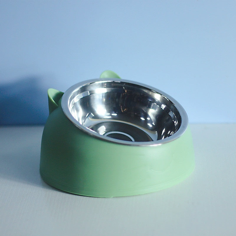 Stainless Steel Double Dog Bowl with Tilted Design for Pets