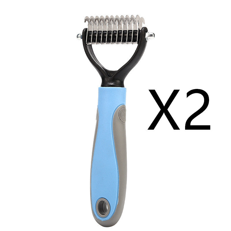 Double-Sided Stainless Steel Pet Brush Grooming & Dematting Tool
