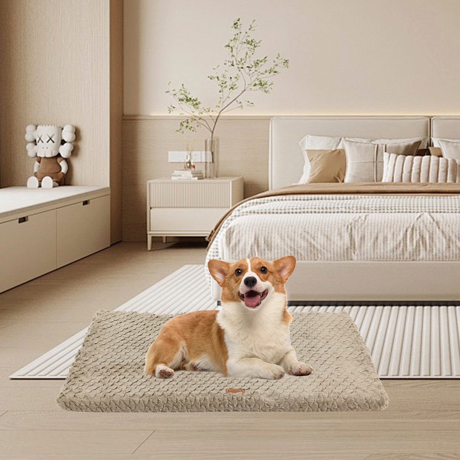 Premium Plush Dog Bed Removable Washable Cover, All-Season Anti-Slip Pet Mat
