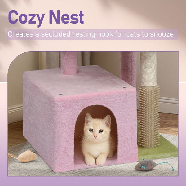 27.5" Multi-Level Cat Tree Scratching Post & Padded Condo for Kittens