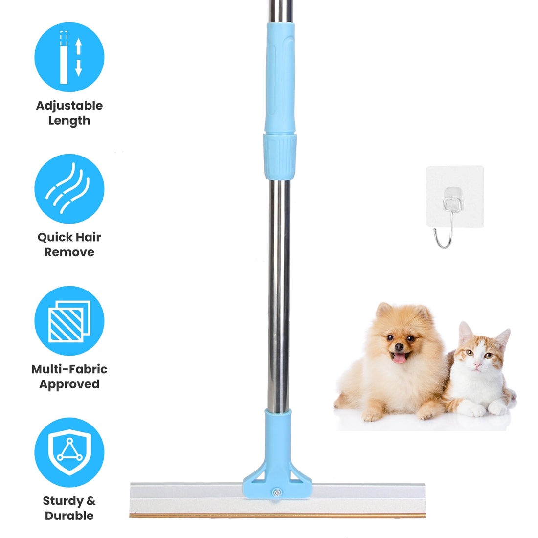 Adjustable Pet Hair Removal Rake Multi-Fabric Scraper for Dogs & Cats