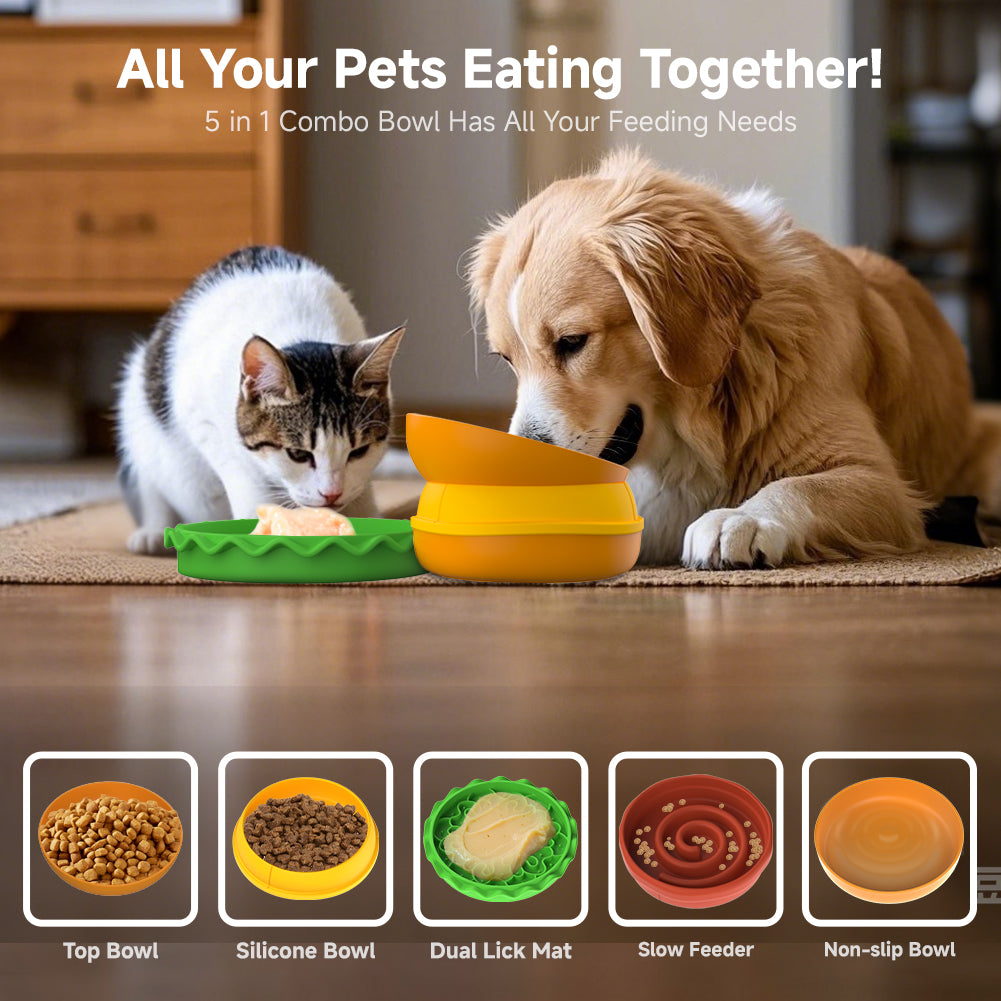Multi-Layer Hamburger Pet Bowl for Cats and Dogs