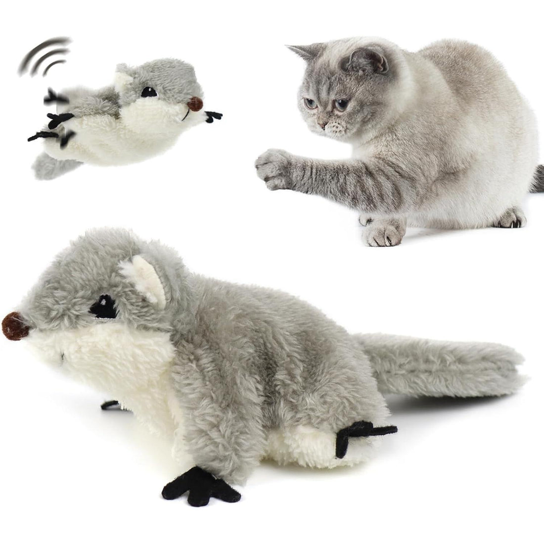 Prokel Interactive Catnip Toy Flapping Squirrel for All Cats