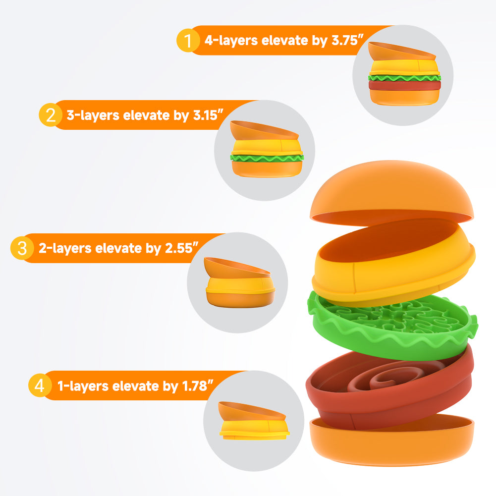 Multi-Layer Hamburger Pet Bowl for Cats and Dogs