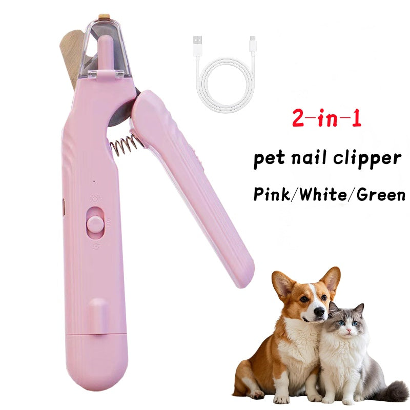 2-in-1 Pet Nail Clippers with LED Light Dog & Cat Paw Trimmer