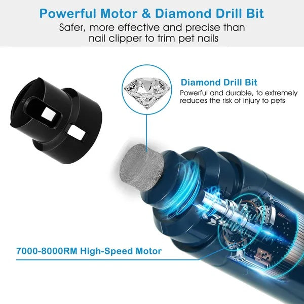 Dog Nail Grinder Quiet 2-Speed USB Rechargeable Pet Trimmer
