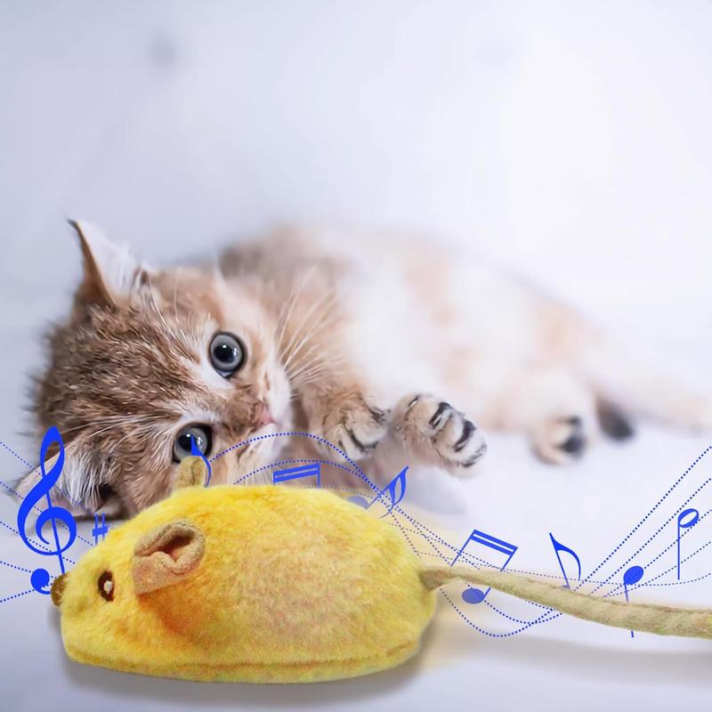 Interactive LED Cat Mouse Toy USB Rechargeable with Feather Tail
