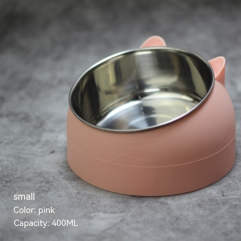 Stainless Steel Double Dog Bowl with Tilted Design for Pets