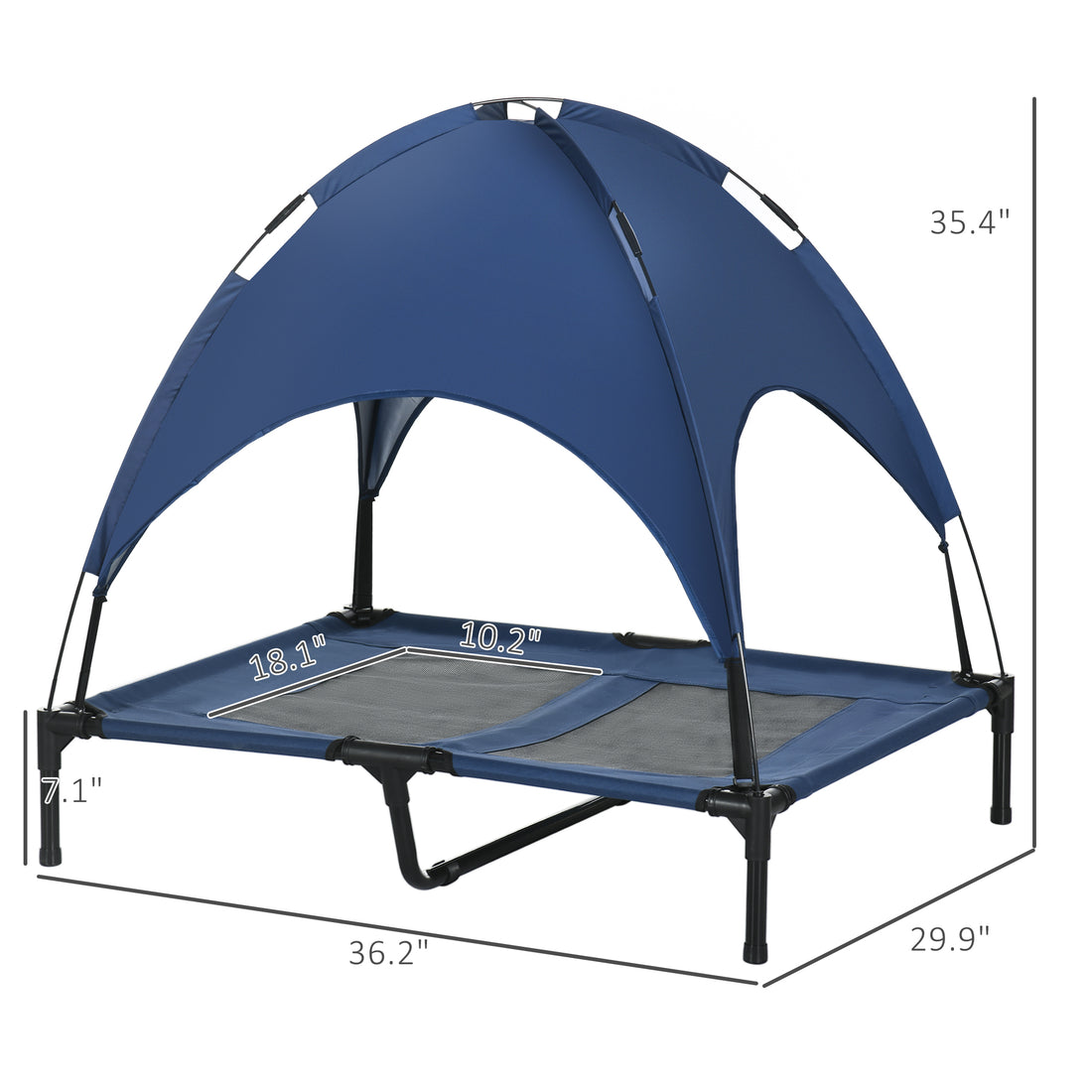 36" Elevated Dog Cot Bed with UV Protection Canopy Shade