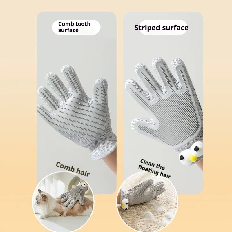 Cat Grooming Gloves Hair Removal and Massage Brush for Pets