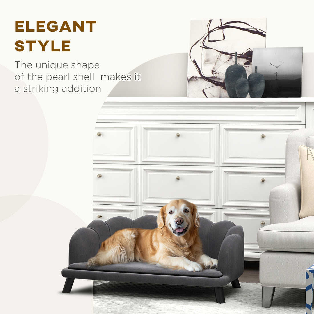 Pearl Design Pet Sofa Bed Cushion Sofa with Wooden Legs