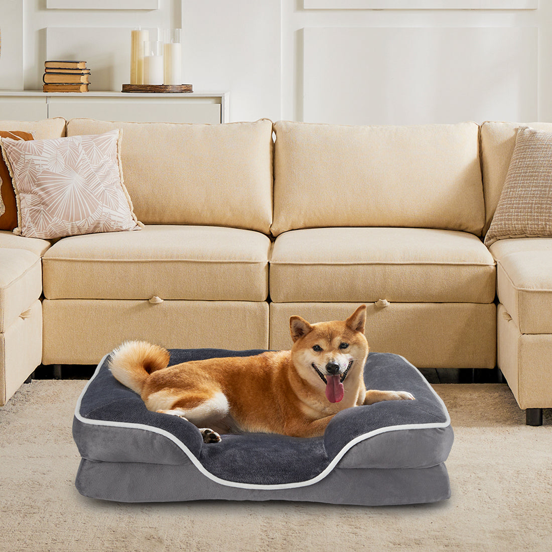 Memory Foam Pet Bed Washable Cover, Non-Slip Base for Small Dogs & Cats