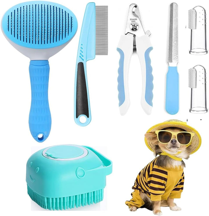 7-Piece Pet Grooming Kit – Self-Cleaning Brush, Nail Clipper & More