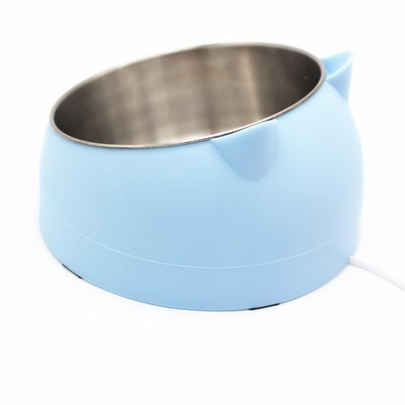 Stainless Steel Double Dog Bowl with Tilted Design for Pets