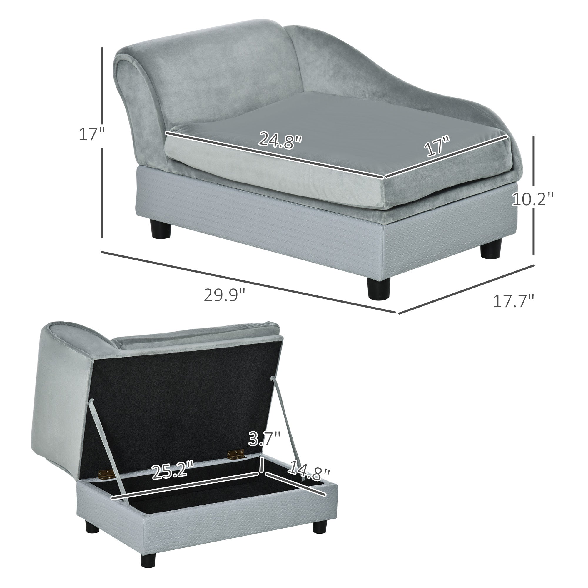 Luxury Dog Sofa Bed with Hidden Storage Modern Pet Couch for Small Dogs