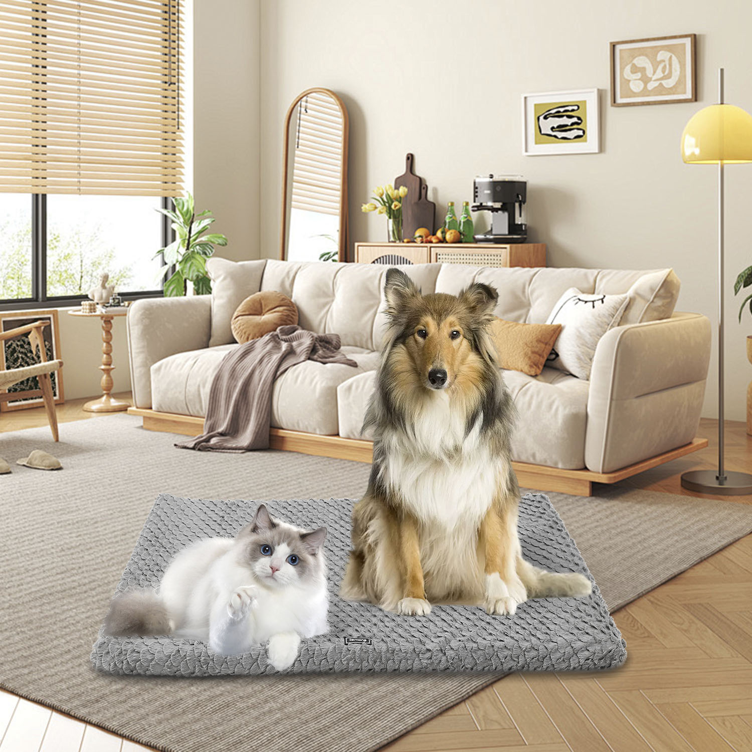 Premium Plush Dog Bed Removable Washable Cover, All-Season Anti-Slip Pet Mat