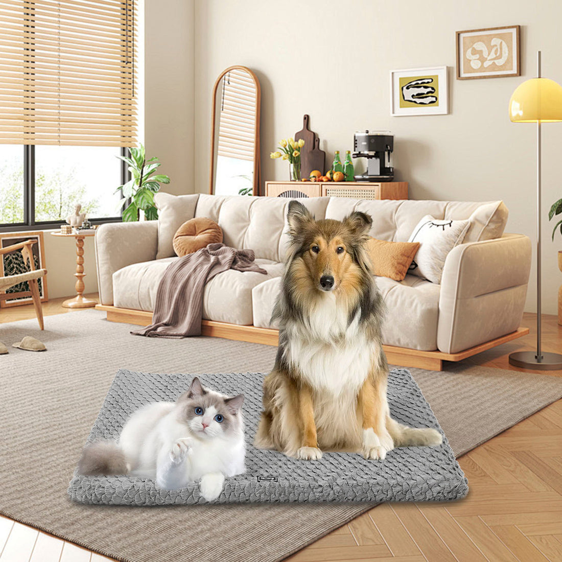 Premium Plush Dog Bed Removable Washable Cover, All-Season Anti-Slip Pet Mat